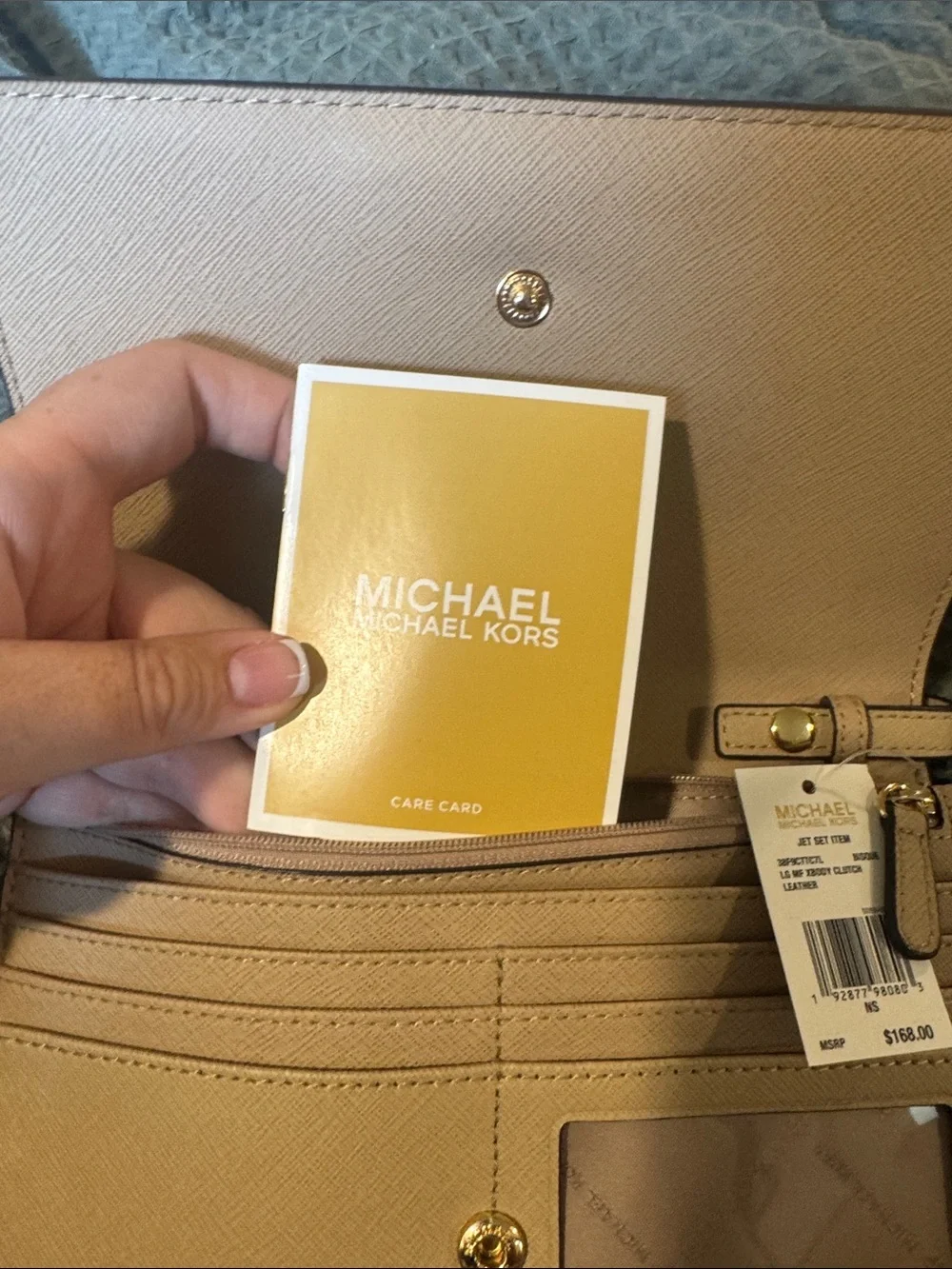 Michael Kors Beige/Tan Crossbody with Gold Logo-BRAND NEW WITH TAGS!